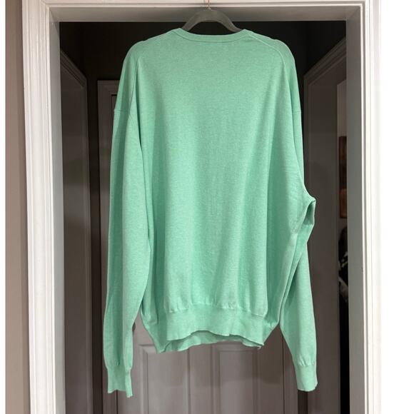 PETER MILLAR Pima Cotton & Cashmere V-Neck Mint Sweater 3XT - Picture 2 of 6